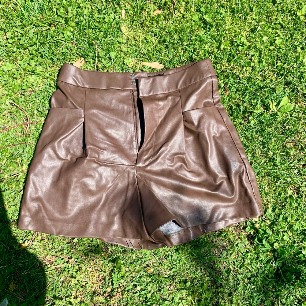 Zara high waisted faux leather shorts